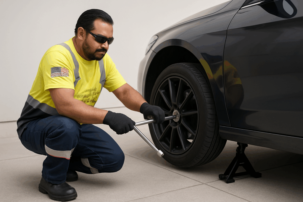 TJ towing providing Tire change